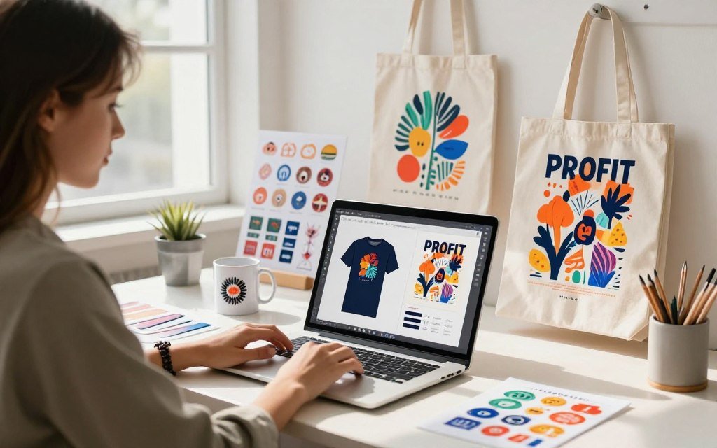 الربح من تصميم المنتجات الرقمية والطباعة عند الطلب